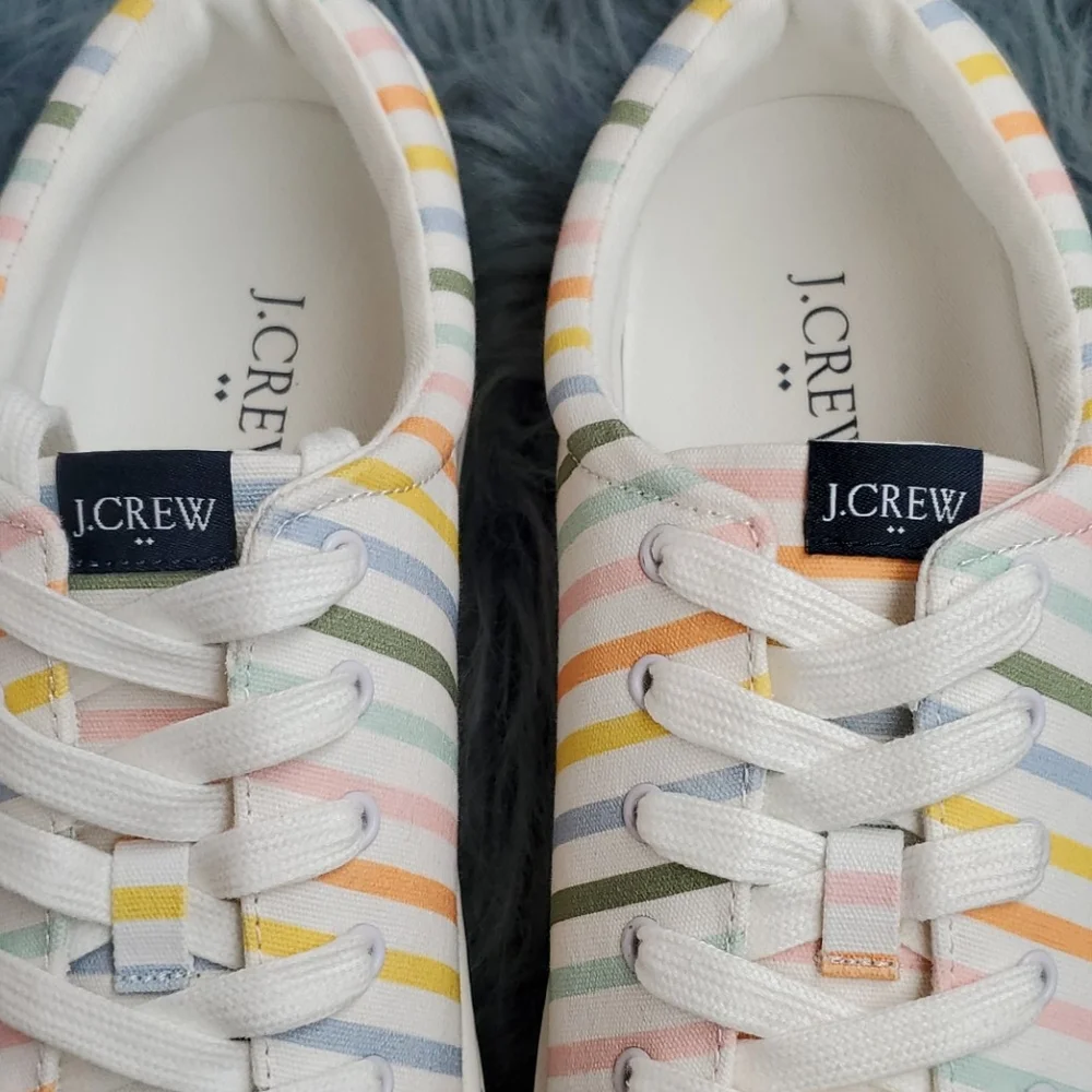 NIB J. Crew Printed Canvas Striped Sneakers
